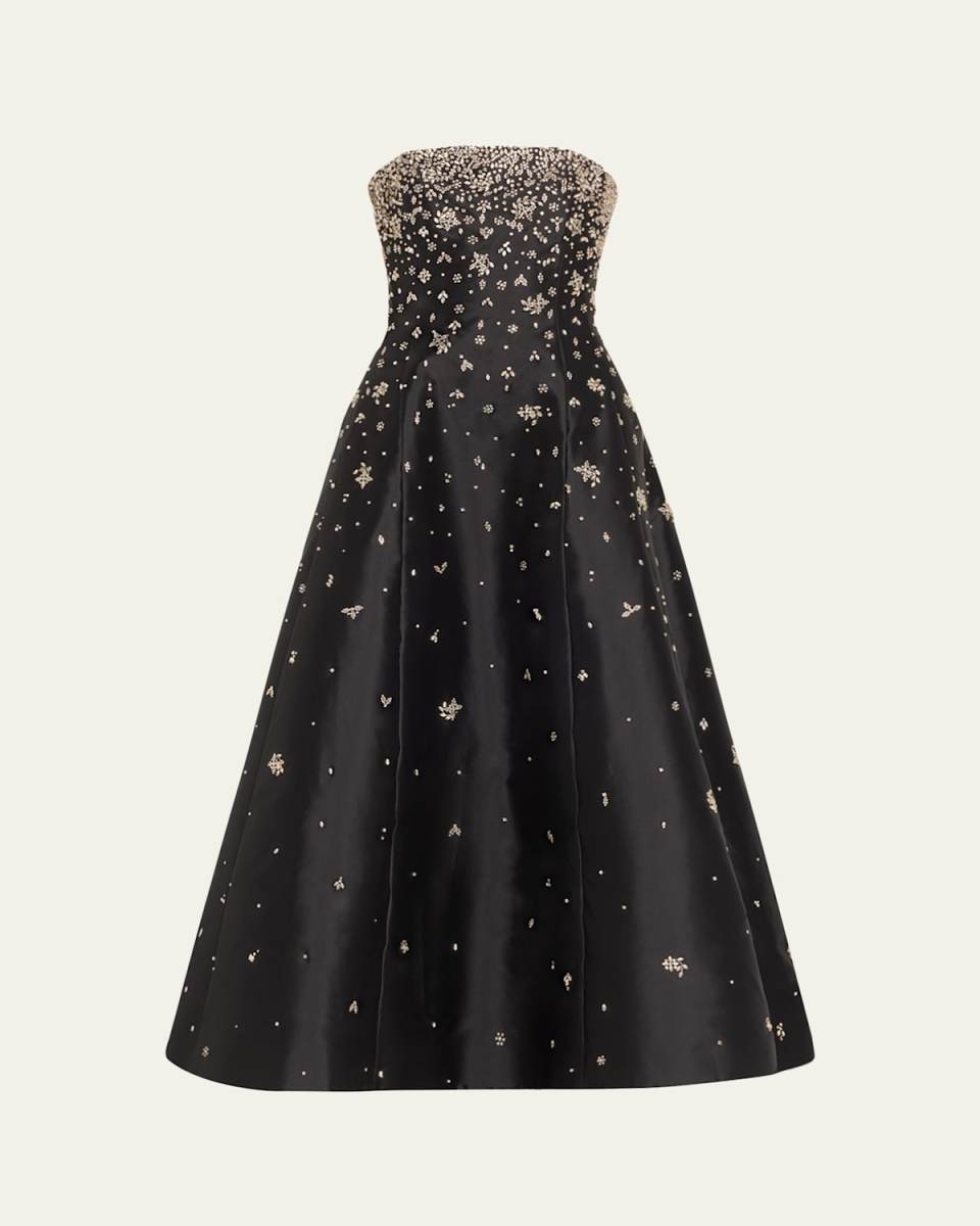 Strapless Crystal Silk Mikado Gown