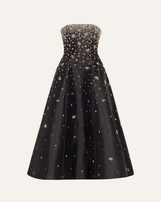 Strapless Crystal Silk Mikado Gown