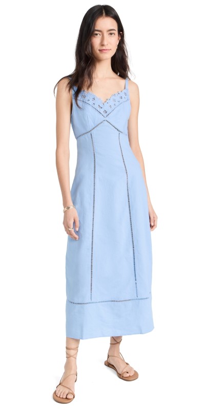 Madewell Sweetheart Midi Dress Powder Blue