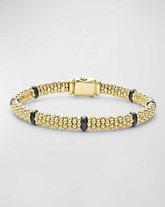 18K Gold Caviar Station Bracelet