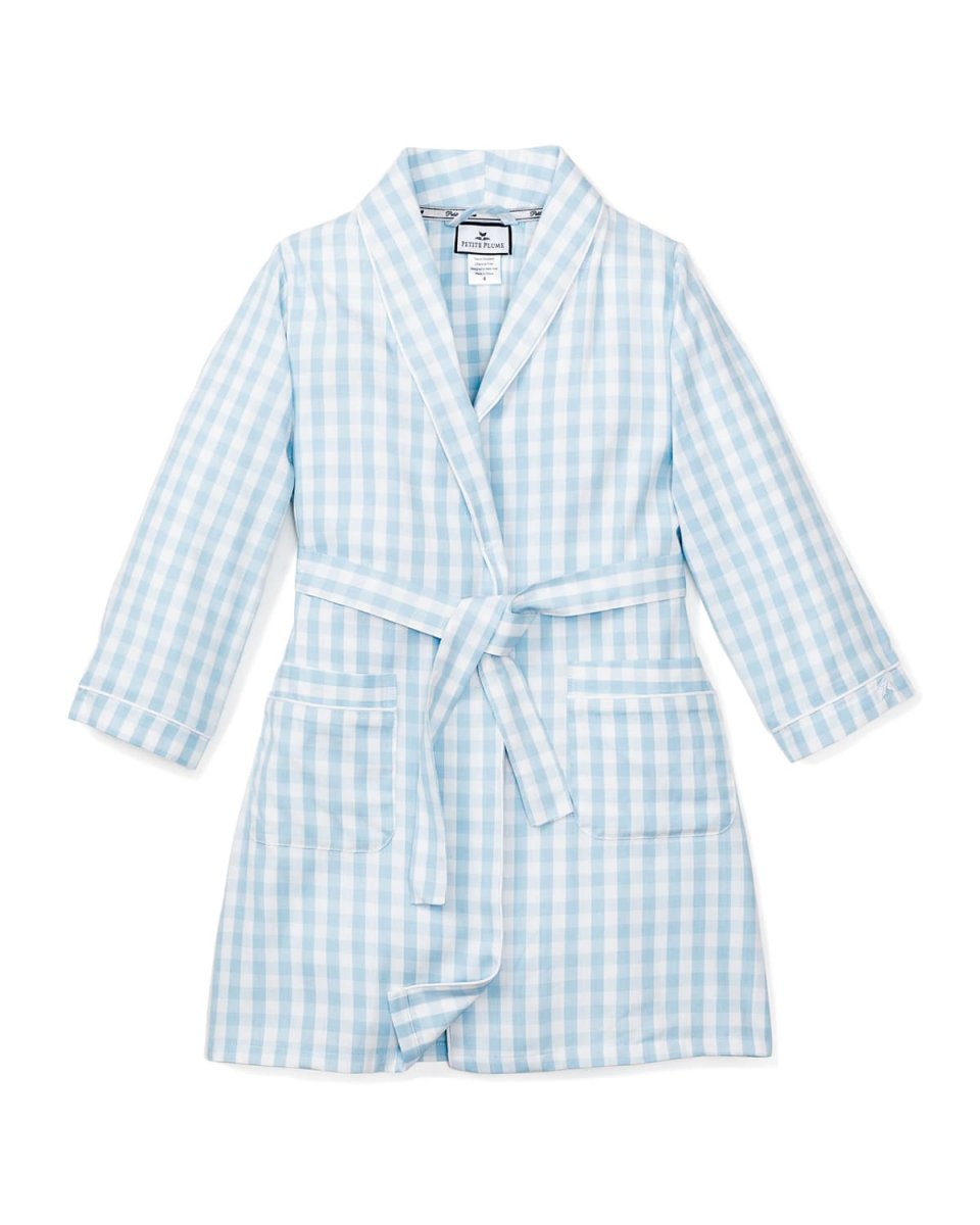 Kid's Gingham Self-Tie Robe, Size 6M-14