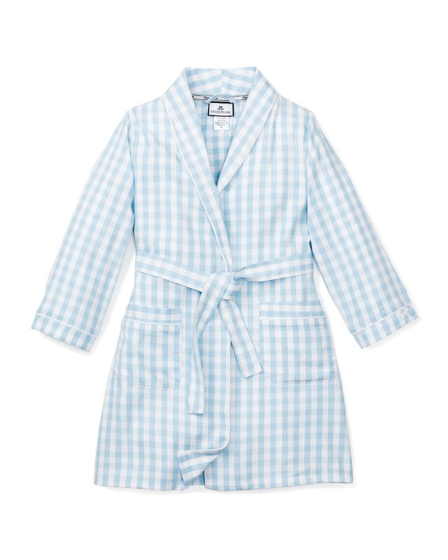 Kid's Gingham Self-Tie Robe, Size 6M-14