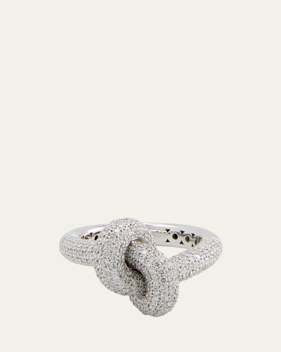 18k White Gold The Legacy Medium Knot Ring with Diamonds