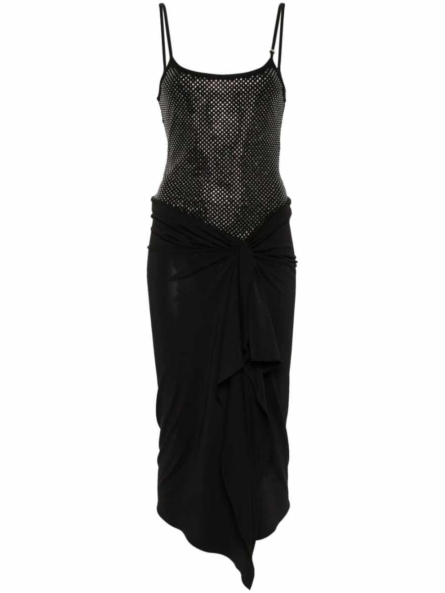 rhinestone-embellished midi dress
