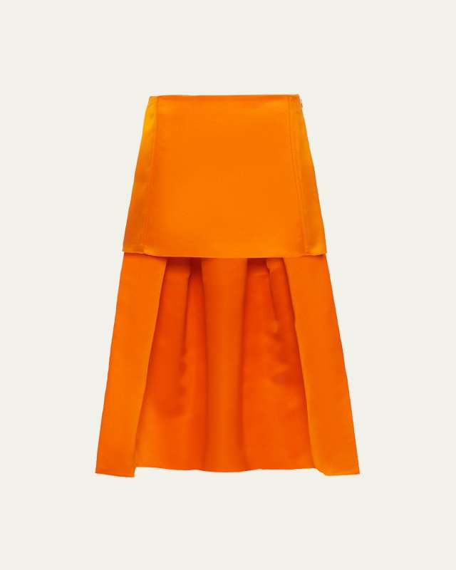 Satin Mini Skirt w/ Pleated Train