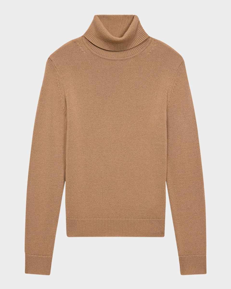 Fold-Over Long-Sleeve Cashmere Turtleneck Sweater