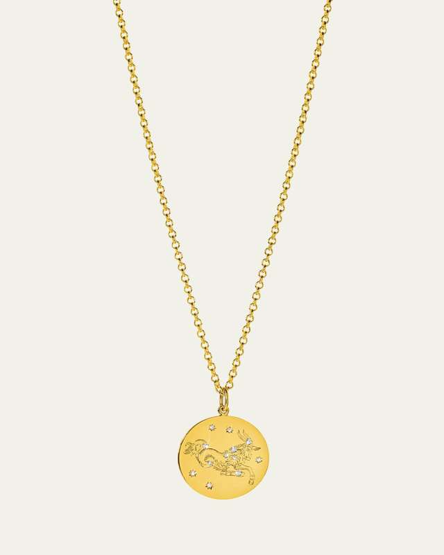 18K Gold Capricorn Zodiac Necklace with Diamonds