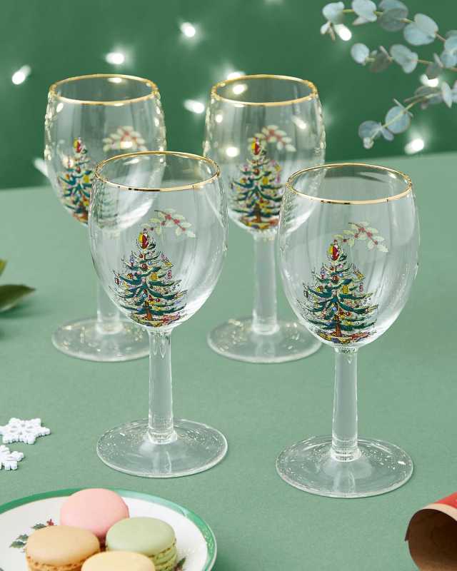 Christmas Tree Wine Glasses, Set of 4