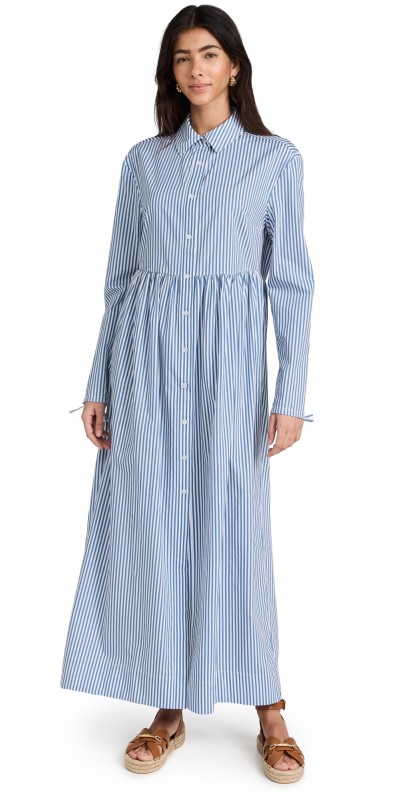 Onia Poplinaxi Shirtdress Harbor Blue/White