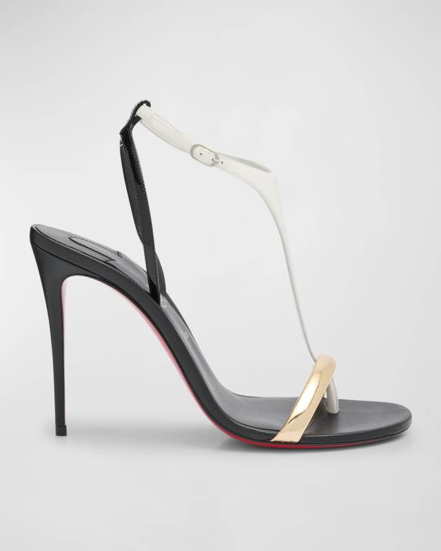 Athina Colorblock T-Strap Red Sole Sandals