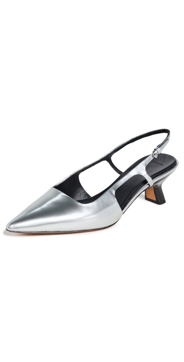 Vince Bianca Slingback Heels Silver