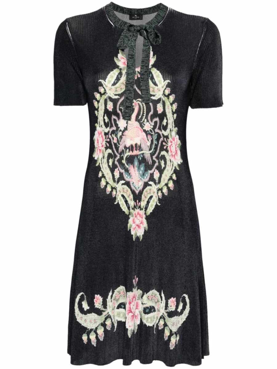 floral-print ribbed dress