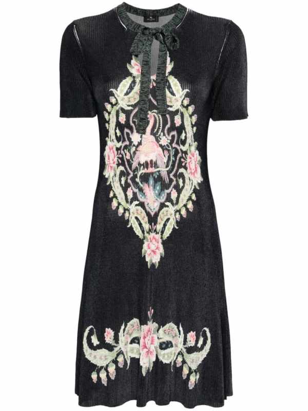 floral-print ribbed dress