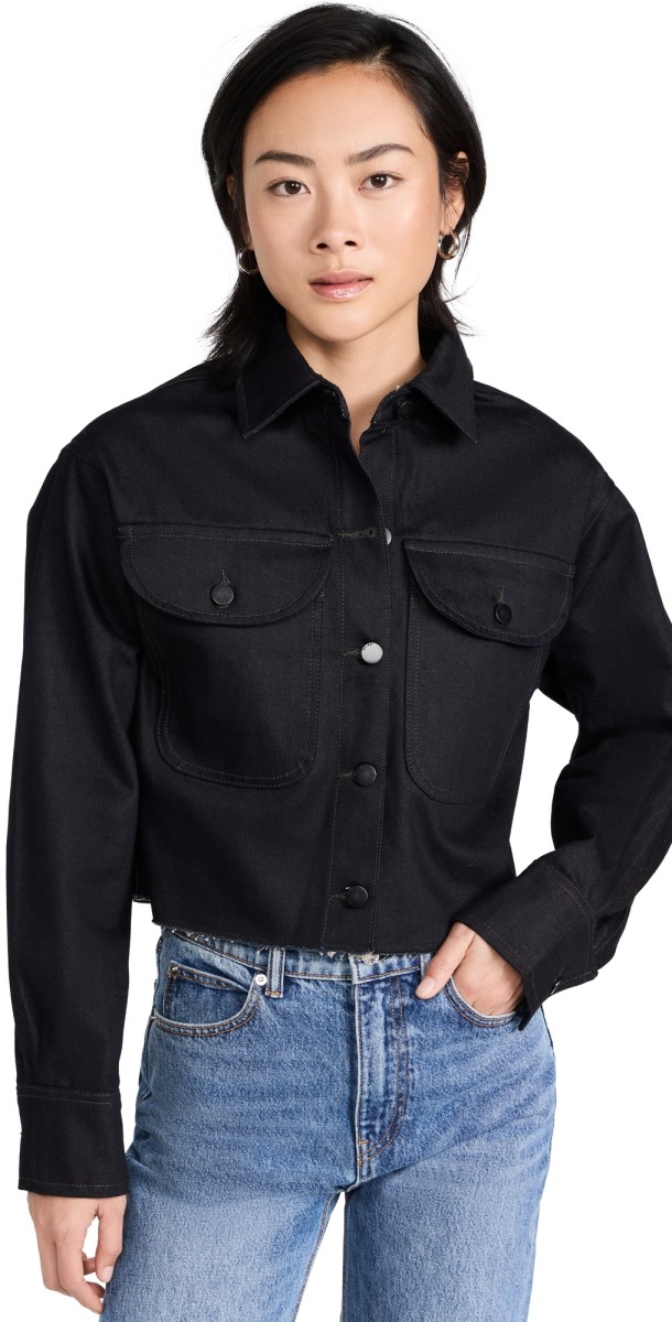 DL1961 Cropped Faye Shirt Eternity Black