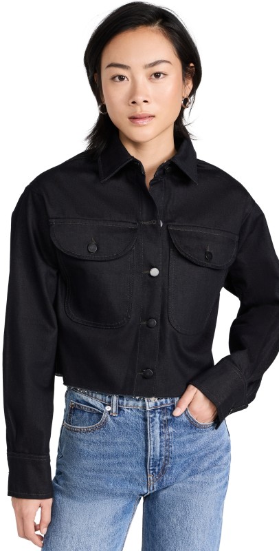 DL1961 Cropped Faye Shirt Eternity Black