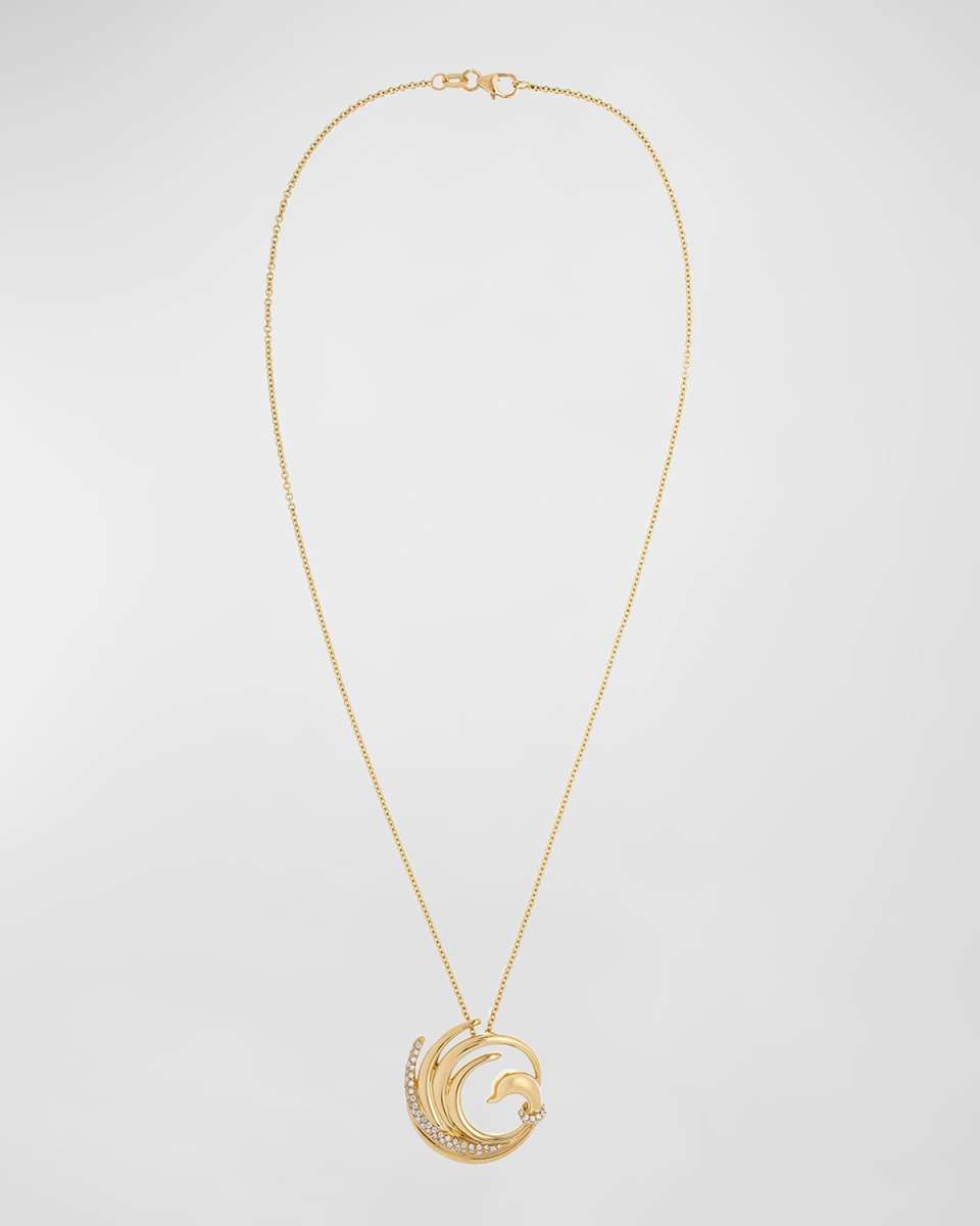 18K Yellow Gold Swan Necklace with Diamonds