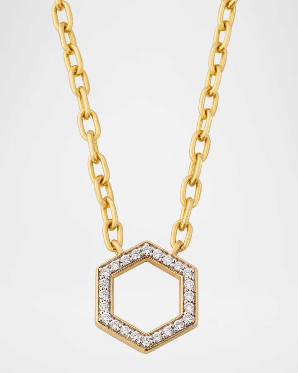Mini Diamond Hexagon Foundation Chain Necklace in 18K Yellow Gold