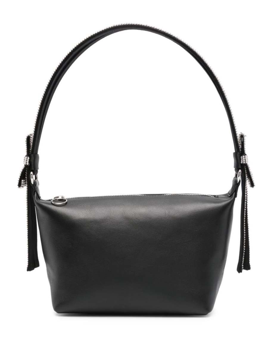 crystal-strap leather tote bag