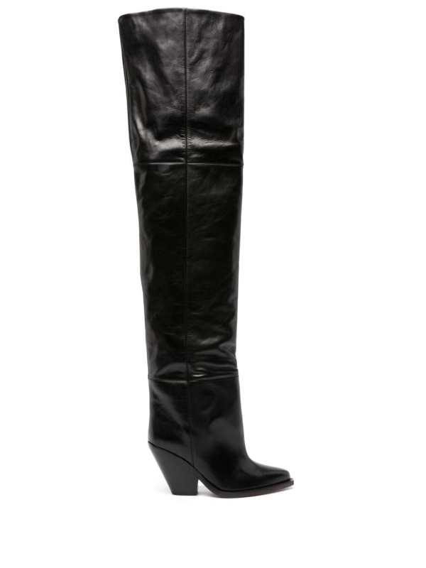 88mm pointed-toe leather knee boots