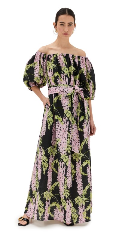Bernadette Zaza Dress Wisteria/Small/Pink on Black