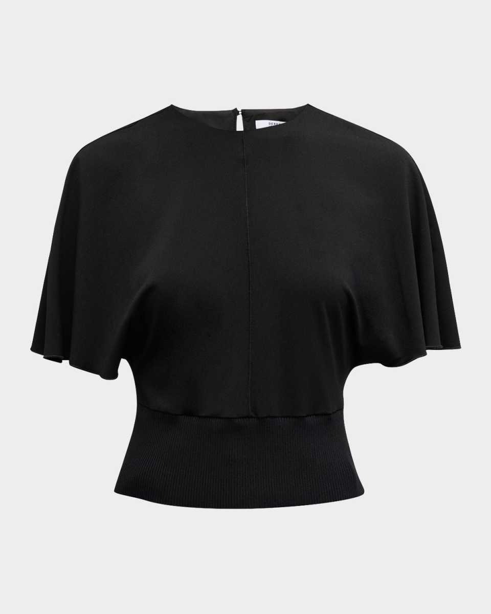 Marva Flutter-Sleeve Knit Top