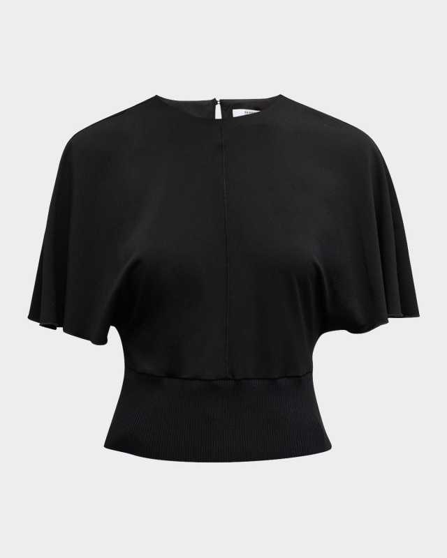 Marva Flutter-Sleeve Knit Top