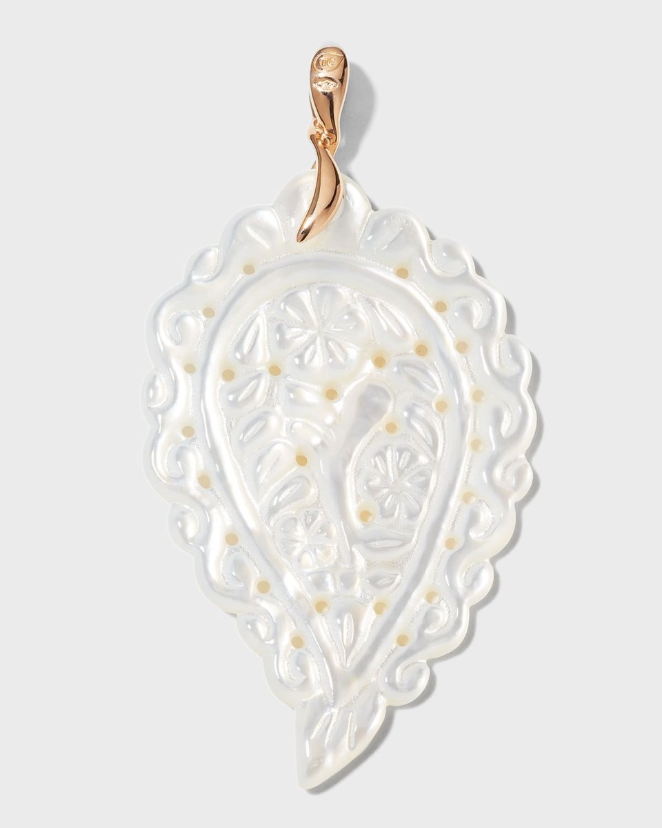 Mother-of-Pearl Carved Leaf Pendant
