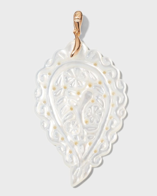 Mother-of-Pearl Carved Leaf Pendant