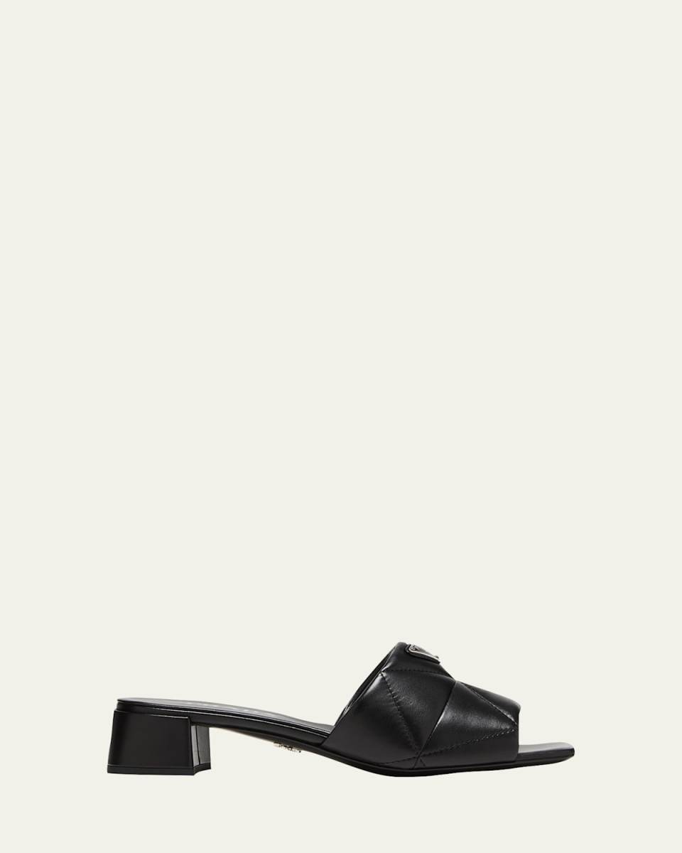 Quilted Leather Slide Sandals