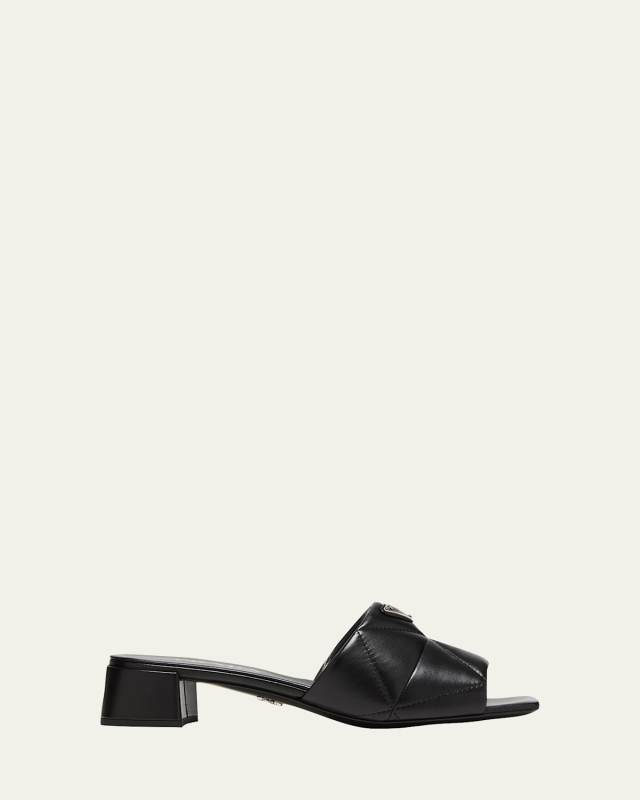 Quilted Leather Slide Sandals