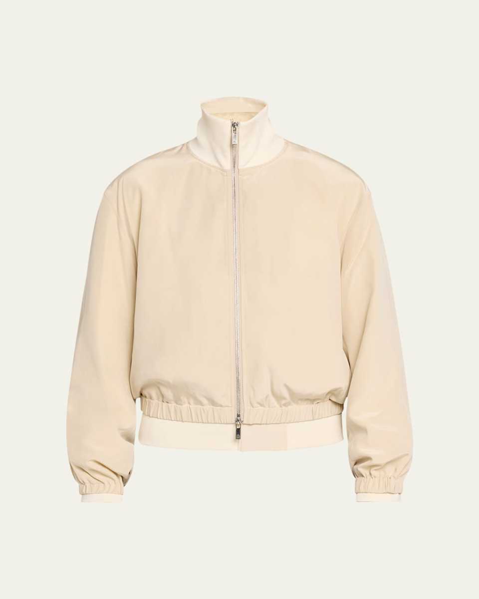 Silk Zip Bomber Jacket