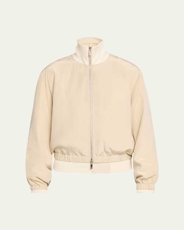 Silk Zip Bomber Jacket