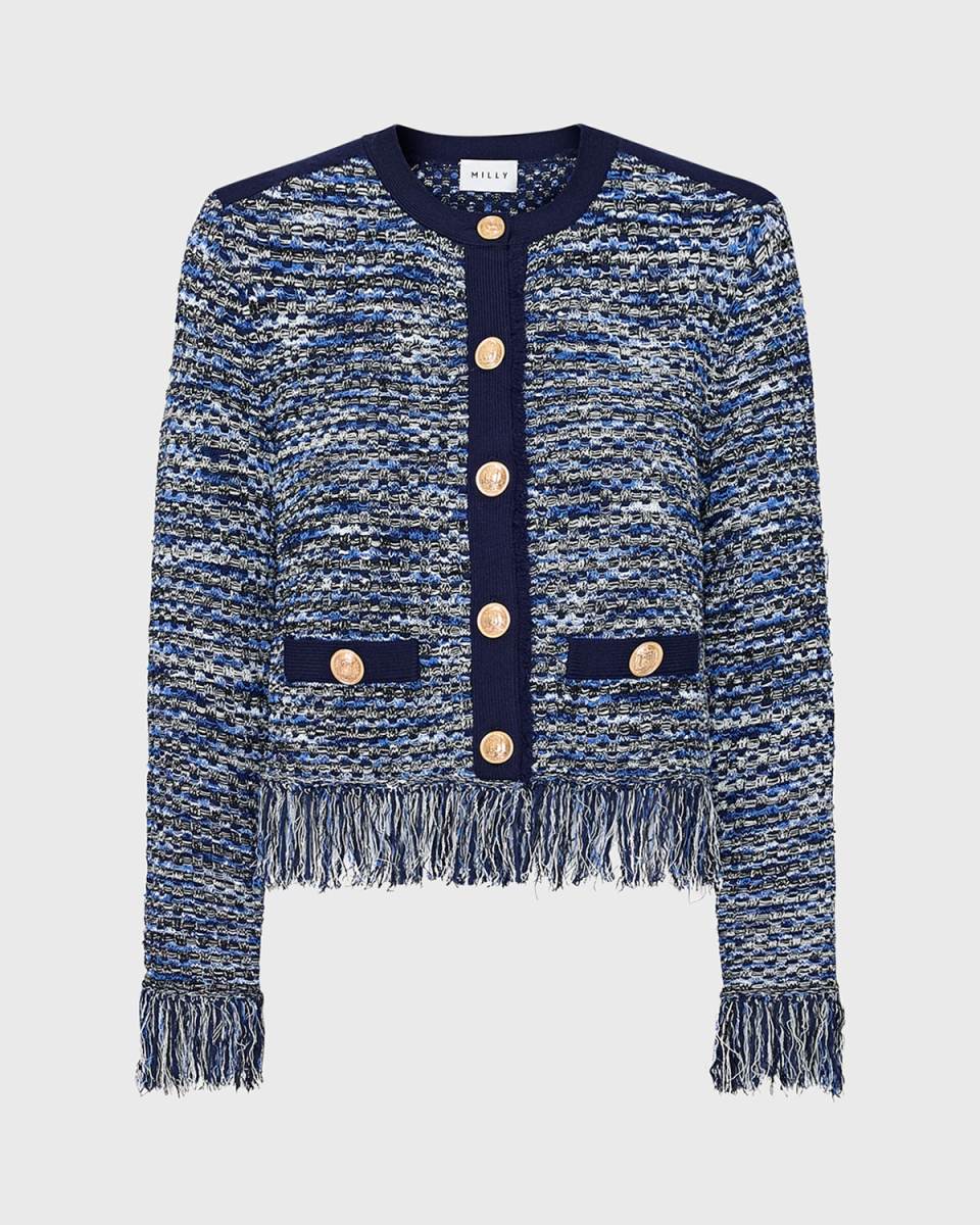 Kaia Fringe-Trim Knit Jacket