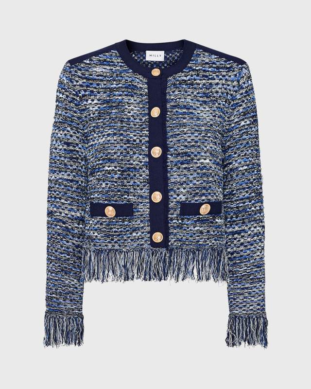 Kaia Fringe-Trim Knit Jacket