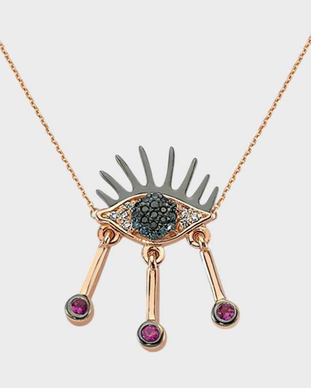 Eye Light Multi-Diamond Necklace with Rubies