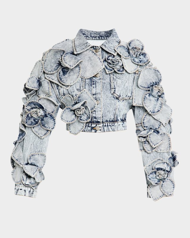 Floral Cropped Denim Jacket