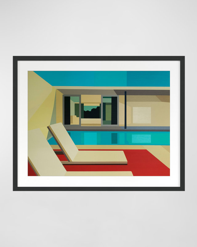 "Poolside Living" Print by Andy Burgess, Framed Under Glass