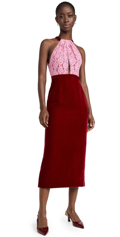 SALONI Wallis Velvet Dress 291/140/395-Valentine Pink