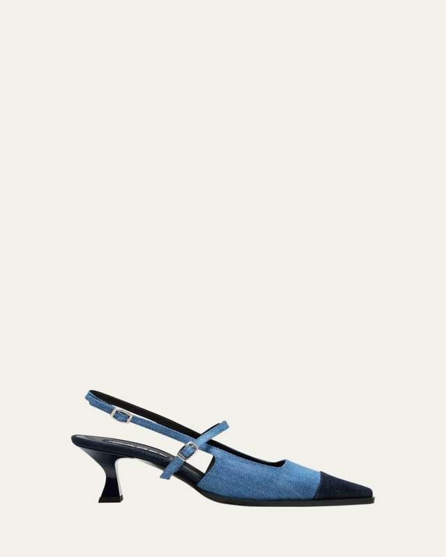 Cecile Bicolor Denim Slingback Pumps