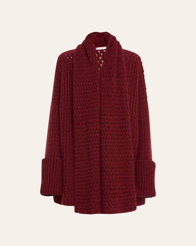 Dintia Cashmere Open-Knit Cardigan