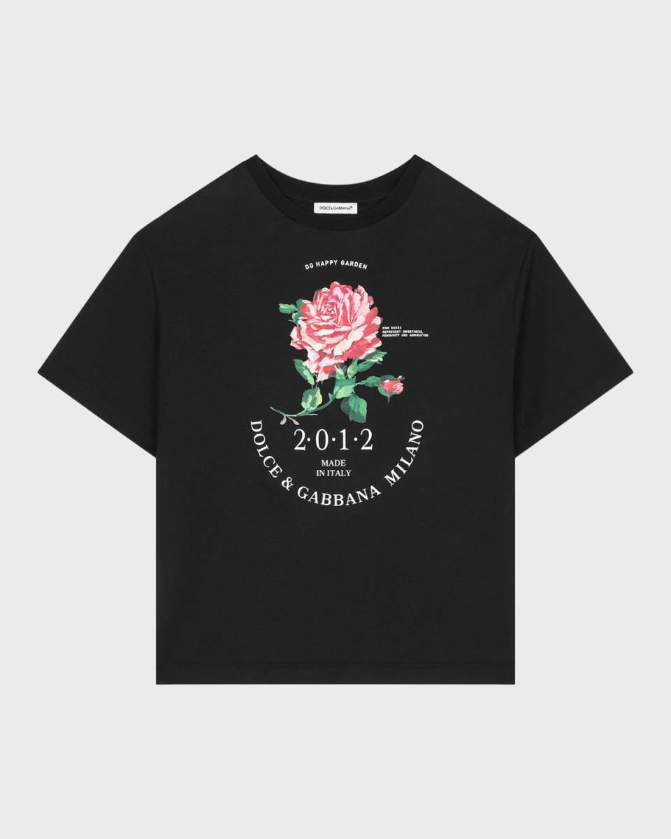 Girl's Rose-Print Graphic T-Shirt, Size 8-14