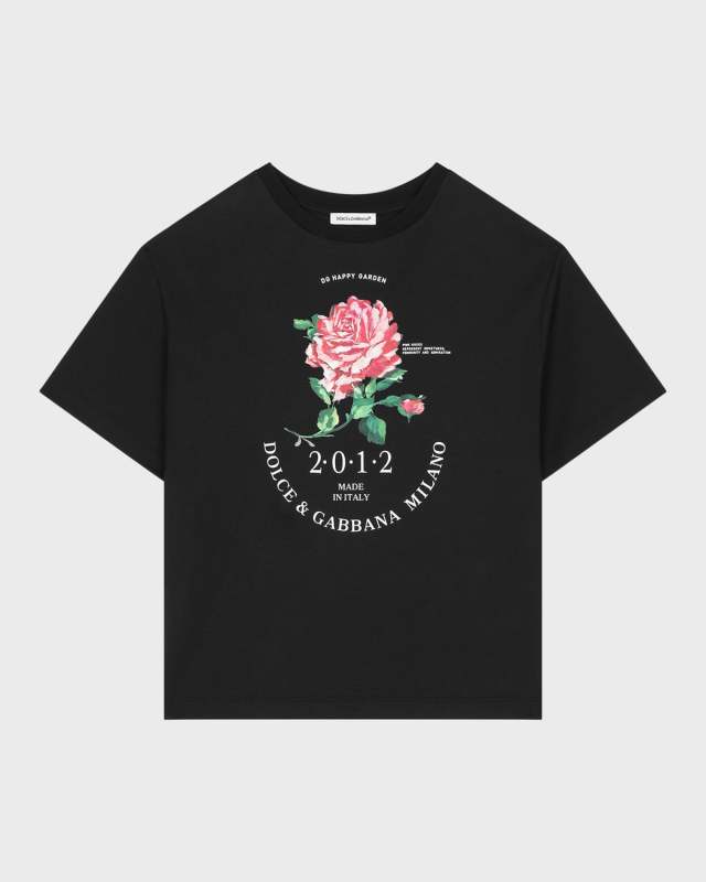 Girl's Rose-Print Graphic T-Shirt, Size 8-14