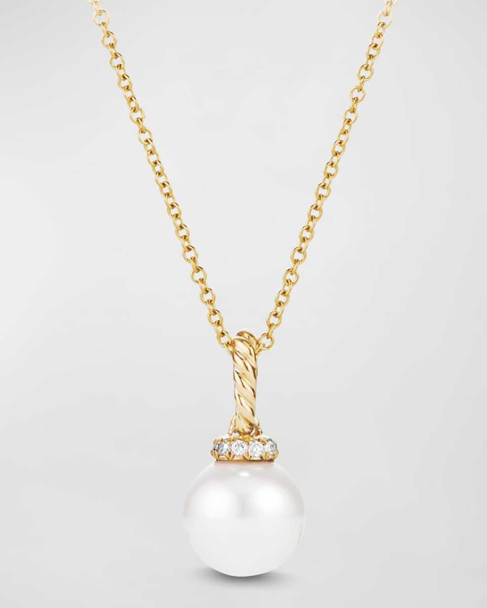 Solari Pendant Necklace with Diamonds and Pearl in 18K Gold
