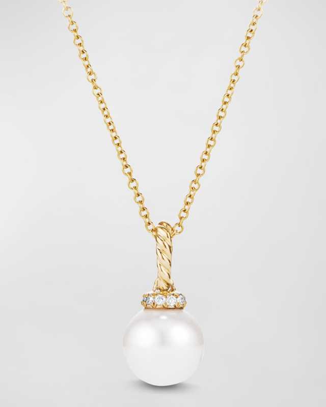 Solari Pendant Necklace with Diamonds and Pearl in 18K Gold