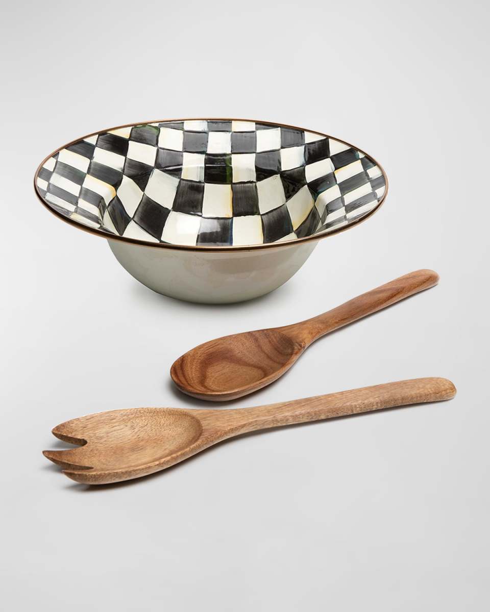 Courtly Check Enamel Salad Serving Set