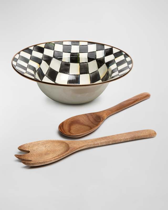 Courtly Check Enamel Salad Serving Set