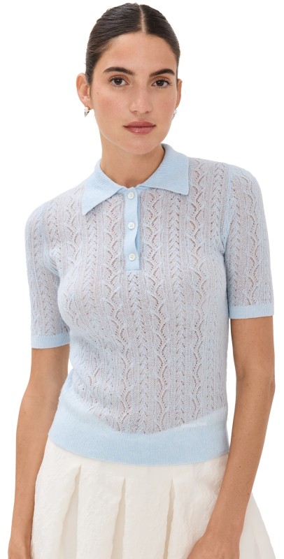 SHUSHU/TONG Short Sleeve Knit Top Blue