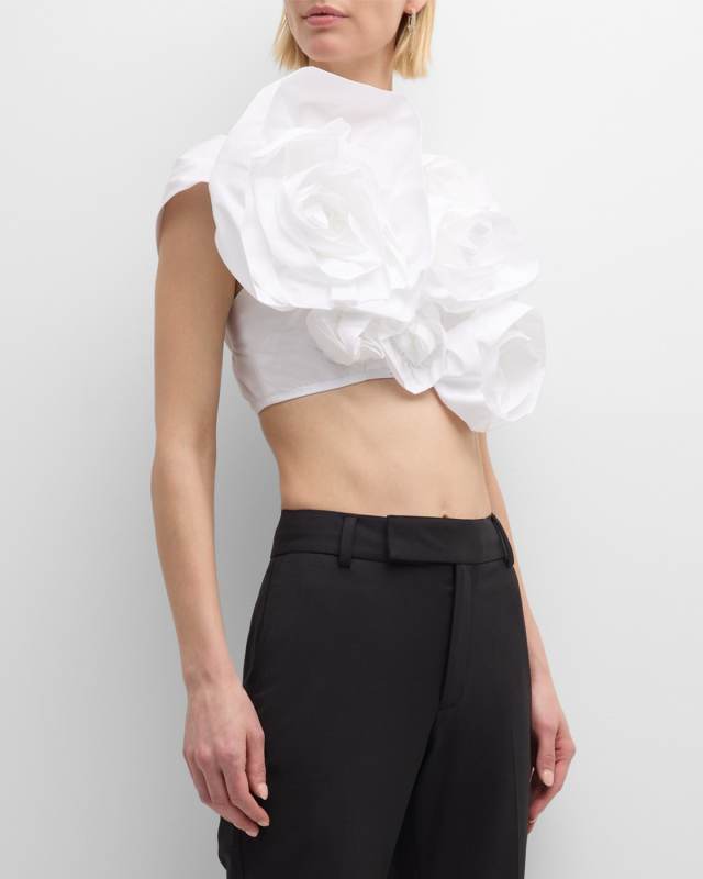 Clustered Rose Crop Top