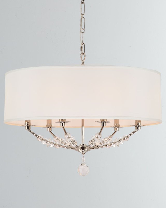 Mirage 6-Light Nickel Drum Shade Chandelier