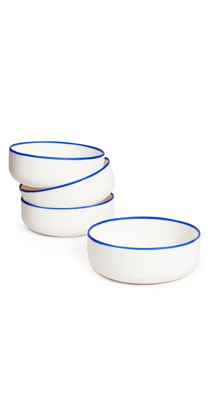 TF DESIGN Dinner Bowls Cobalt Blue Rim One Size